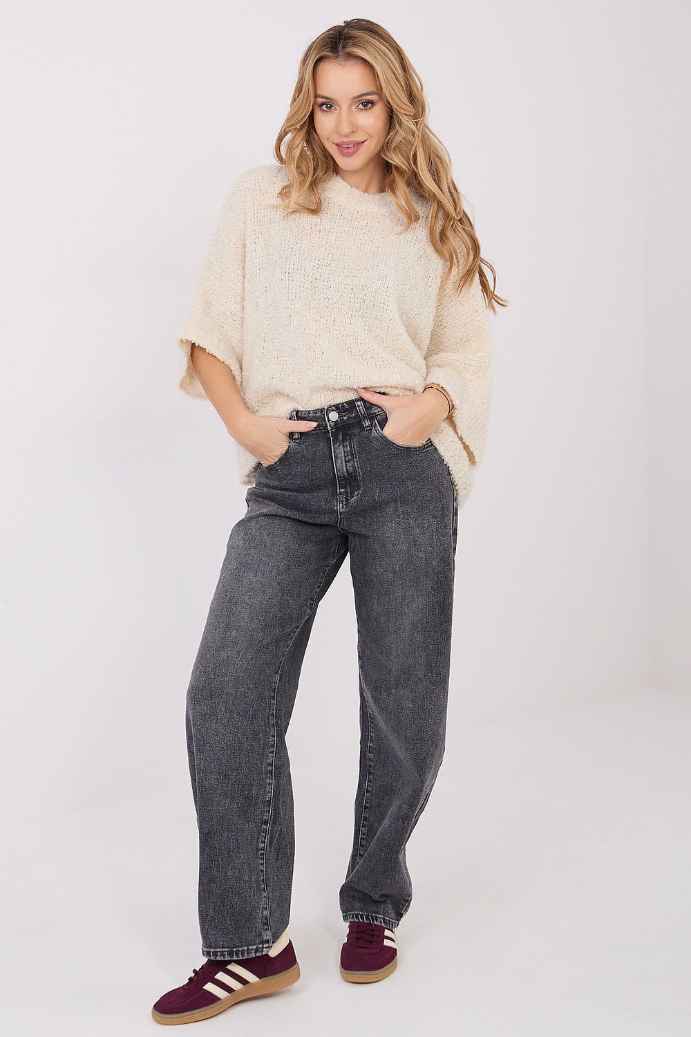 Zacht gebreide trui- beige